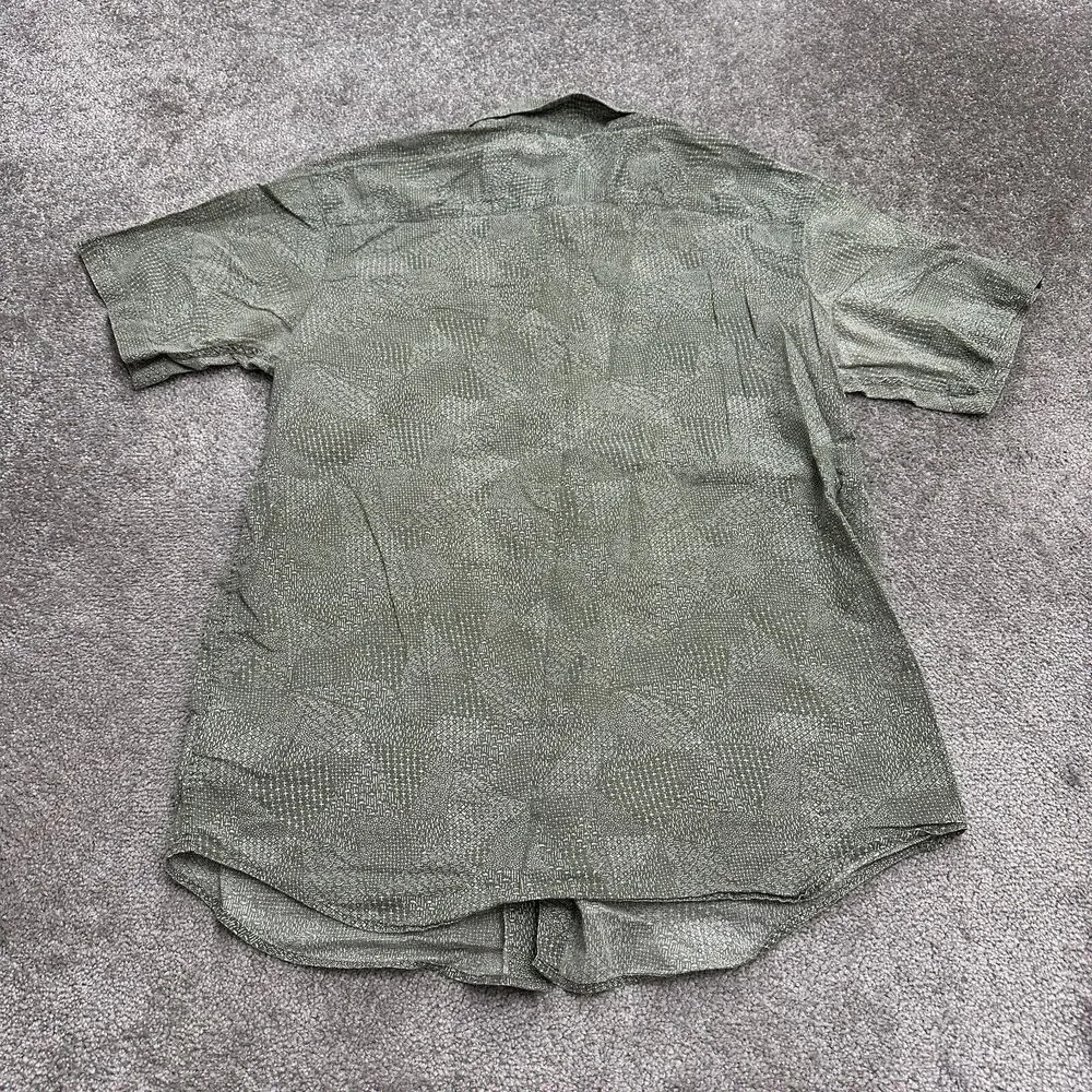 Columbia Shirt Mens XL Reg Green White Patterned Short Sleeve 100% Cotton Casual